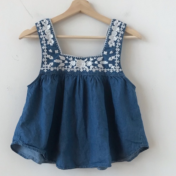 Lovers + friends embroidered denim tank - Picture 3 of 6